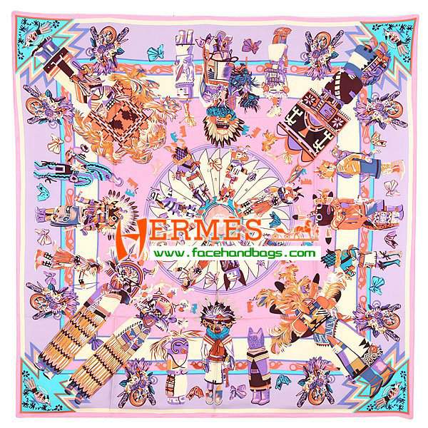 Hermes 100% Silk Square Scarf pink HESISS 130 x 130